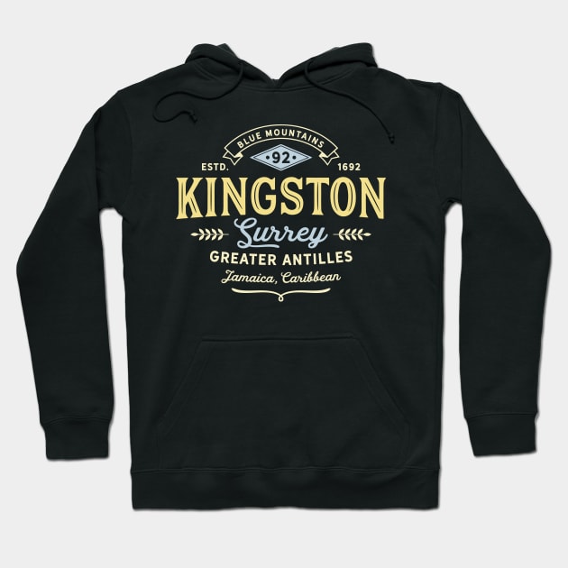 Kingston Jamaica vintage logo Hoodie by JunkyDotCom